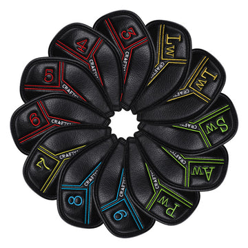 Colorful Number Black Leather Golf Iron Head Cover Set-CraftsmanGolf